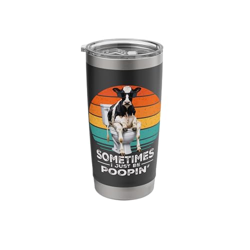 Sometimes I Just Be Poopin’ Funny Cow Meme Stainless Steel Insulated Tumbler
