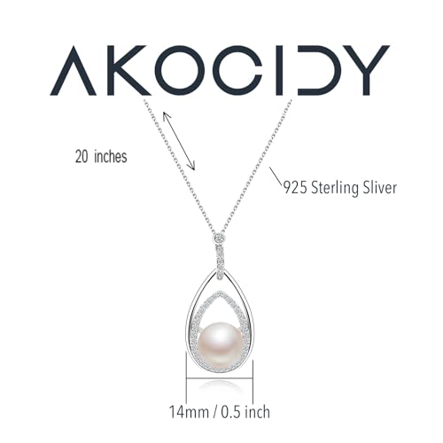 Genuine Pearl Pendant Necklace 925 Sterling Silver Plated 18K Gold/White Gold Necklace2