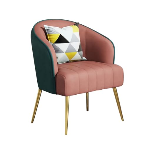 Moderna silla tapizada para invitados con almohadas para sala de estar, oficina, hotel, vestíbulo, sillón de mediados de siglo, sofá individual, silla de acento lateral (patas rosas/negras)