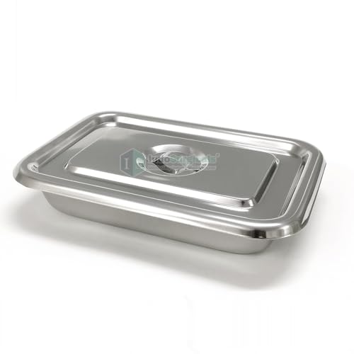 Image of IS IndoSurgicals Stainless Steel Rectangular Instrument Tray With Cover,Deluxe Quality(5,9 inchX6 inchX2 inch)