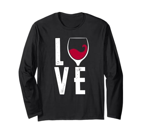 I Love Wine - Copa de vino tinto con forma de corazón Manga Larga