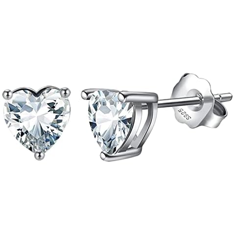 Pendientes de Botón de Corazón para Mujeres en Plata de Ley 925 Cover