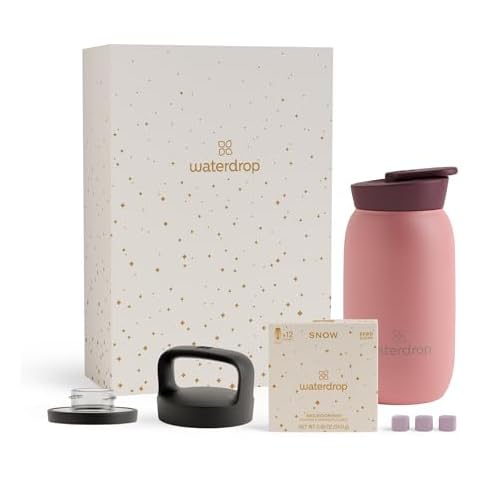 waterdrop MICRODRINK Wellness Gift Set, Exclusive Edition with 1 double-walled Tumbler & 12 Limited Edition SNOW Microdrinks & Accessories, Reusable Gift Box Cover