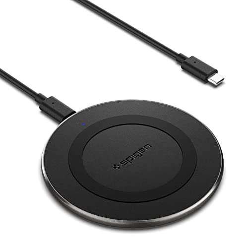 Spigen Wireless Charger for iPhone 17/16/15/13/12/11 Series, Samsung Galaxy S25/S24/S23/S22/S21/S20, OnePlus with USB-C to C Cable [Fast Charging]...