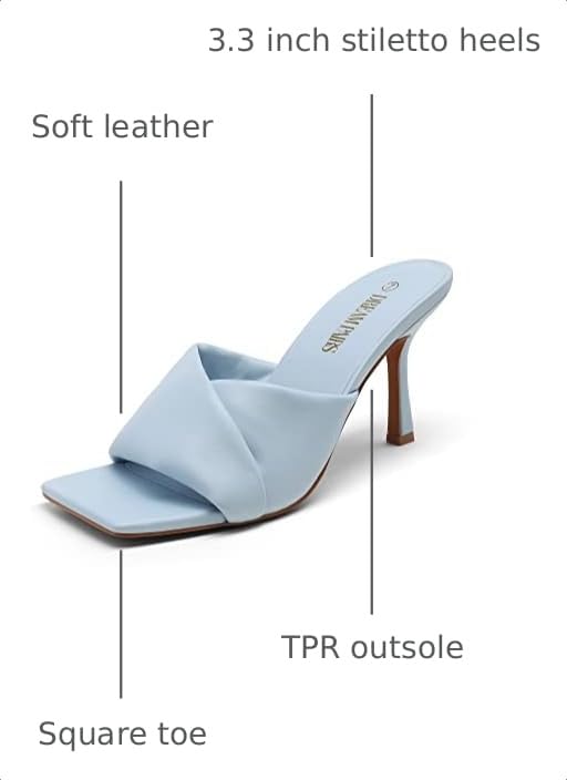 Image of DREAM PAIRS Women's High Stilettos Heels Mules Open Square Toe Slip On Comfort Sexy Dress Pumps Sandals Fashion Casual Prom Dress Shoes