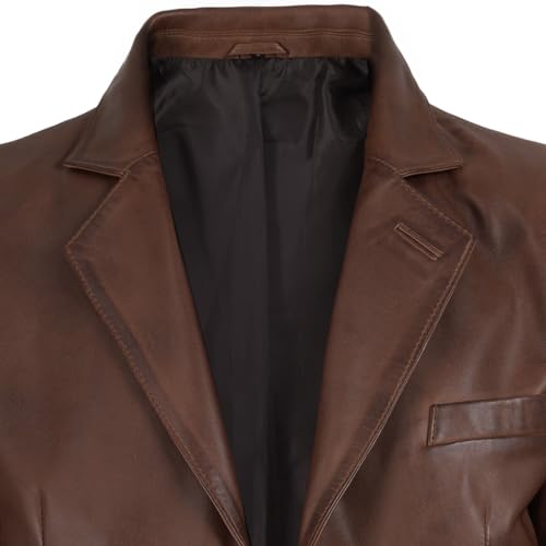 Image of fjackets Mens Leather Blazer Jacket - Real Lambskin Leather Sport Coat, 2-Button, Fully Lined, Business to Weekend