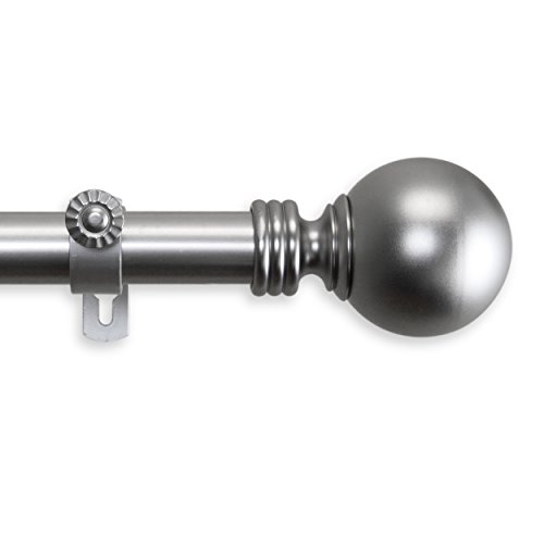 A&F Rod Décor - Ball Curtain Rod 1 inch Diameter, 48-84 inch - Satin Nickel