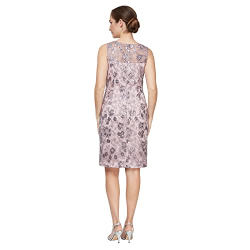 Image of Alex Evenings Women's Short Embroidered Dress with Illusion Jacket