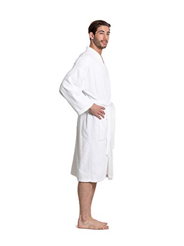 Turkuoise Men's 100% Cotton Turkish Terry Cloth Kimono Collar Soft and Absorbent Bathrobes2