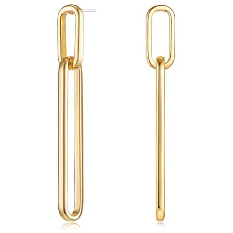 MUYAN Gold Long Geometric Drop Dangle Earrings for Women Trendy Long Paperclip Link Dangle Earrings Fashion Jewelry Cover
