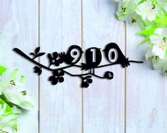 Personalized Custom Metal Address Sign, Birds home numbers, Birds address sign, Outdoor Wall Decor, Address Plaque, Metal wall decor, Housewarming Gift