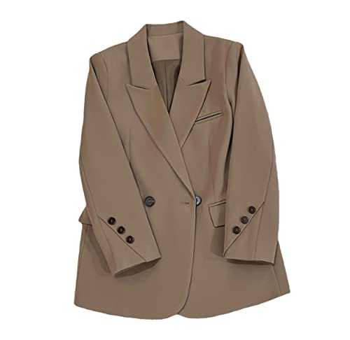 Women Blazer for Long Sleeve Oversized Jacket Lapel Double Breasted Office Casual Suits Coats