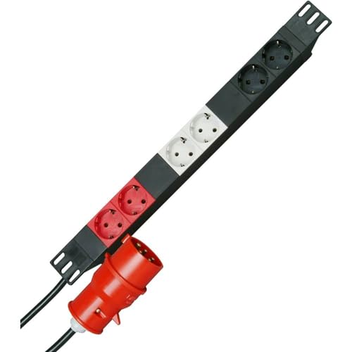 Kopp 930105013 PROFIversal PA, 6-fach mit Schutzk.-Std., 45 Grad gedr. Töpfen, wiederanschließbar, 2 m mit CEE-Stecker, 250 VAC, 16 Amp, Schwarz