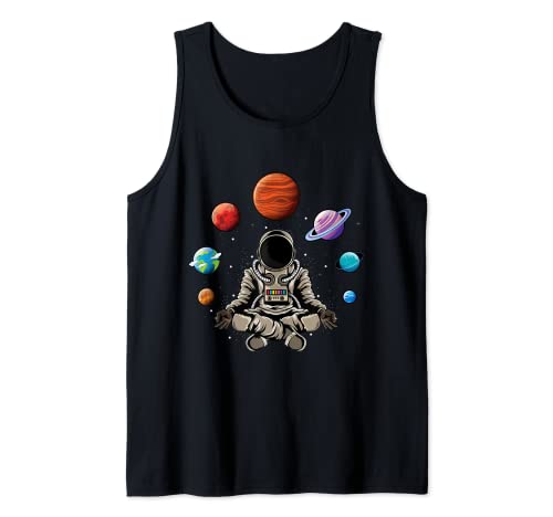 Astronaut doing yoga in the universe space galaxy yoga Tank Top