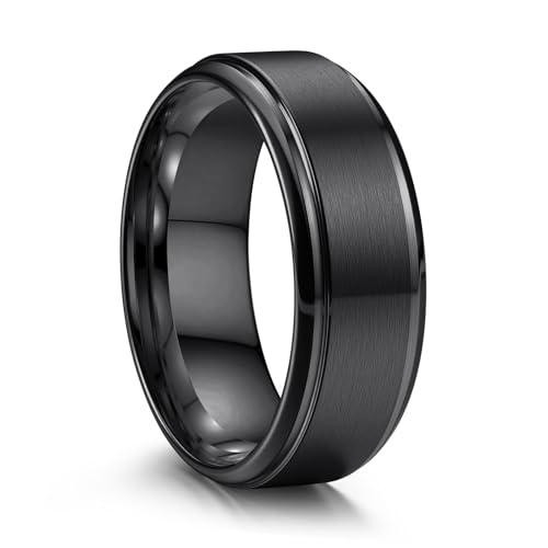 jstyle stainless steel wedding rings for men women 8mm mens wedding band silverblackgold engagement mens rings matte surface polished edge men ring jewelry comfort fit 6-14