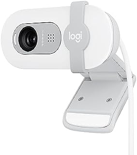 Logitech Brio 100 Full HD Kamera do spotkań i streamowania, automatyczny balans światła, wbudowany mikrofon, osłona migawki, USB-A, do Microsoft Teams, Google Meet, Zoom i innych - Biały