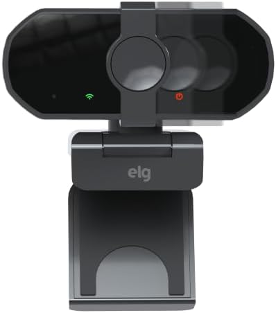 ELG Full HD 1080p Webcam with Microphone & Privacy Cover, Autofocus, Noise-Cancelling Mic, 360° Rotation, USB Web Camera for PC/Mac/Laptop, Zoom/Teams/Skype, USB-C Adapter Included, Black - 1