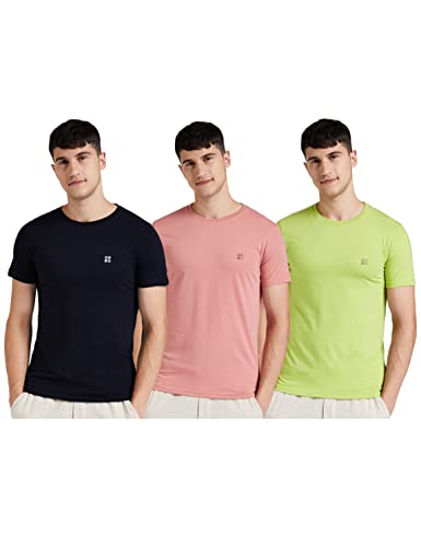 Cazibe Men’S Regular T-Shirt (Cz11101_Navy/P.Green/Rose M)