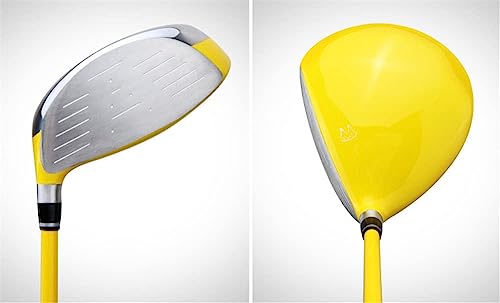 Conjunto de Club de Golf Juvenil Duradero 1 y 5 Madera con SED de Punto Junior, Cubierta incluida, Regalo Ideal para niños de 6 a 8 años, Acabado Amarillo