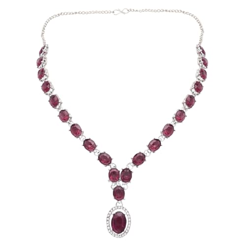 Image of I Jewels Silver Plated Stylish Design Crystal Diamond Necklace With Earrings & Maang Tikka Jewellery Set for Women