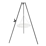 4elementi Seram Grillgestell für Schwenkgrill, Dreibein mit einem Grillrost bis 10 kg Belastbarkeit und Durchmesser von 60 cm Schwenkgrill aus Edelstahl für den Garten 165 cm hoch in Schwarz bemalt