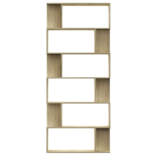 Divisor de habitaciones y librería roble Sonoma para separar ambientes en casa 7