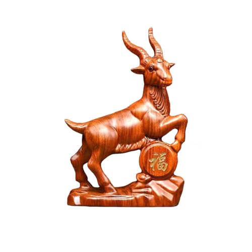 Estatua pequeña de cabra de madera Feng Shui 4.7 pulg