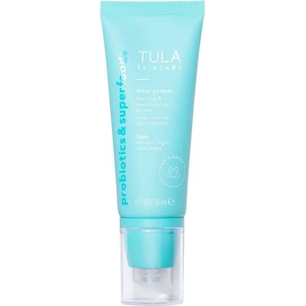 TULA Skincare Filter Primer, Blurring & Moisturizing Face Primer for Redness & Uneven Tone with Prebiotic Extracts, Tinted