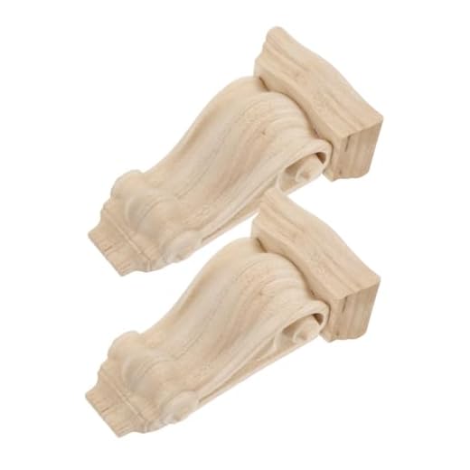 Hoement 2 Piezas Ménsulas de Madera Maciza Talladas Mano Adornos Esquineros Estilo Europeo para Estanterías Puertas y Chimeneas Decoración Rústica para Paredes y Columnas