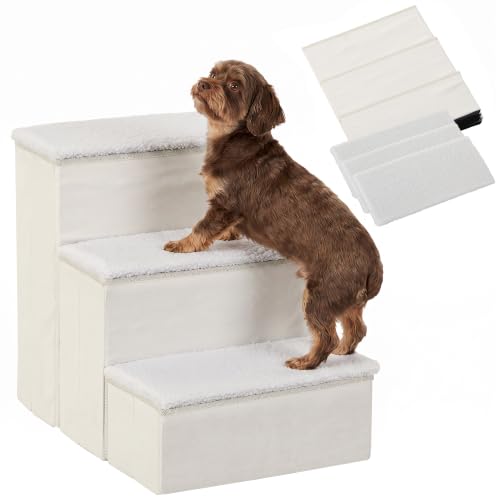 PawHut Hundetreppe 3 Stufen 48 cm Hoch für kleine und alte Tiere Weiß