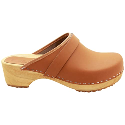 Image of Bjork Maja Wood Open Back Leather Clogs