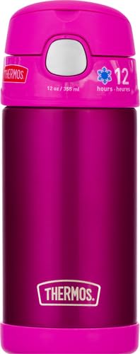 Image of THERMOS FUNTAINER Water Bottle with Straw - 12 Ounce - Kids Stainless Steel Vacuum Insulated Water Bottle with Lid, Pink (Pack of 6)