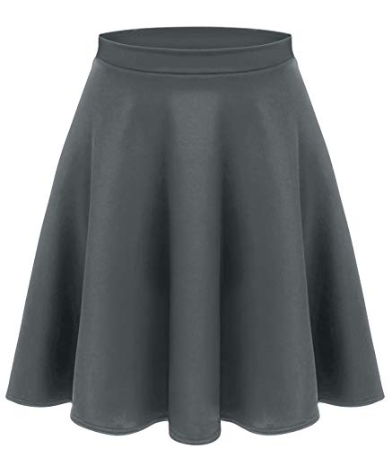 Charcoal Skirts for Women Grey Skater Skirt a Line Pleated Skirt High Waisted Flare Skirt Charcoal Grey Skirt (Size Medium, Charcoal)