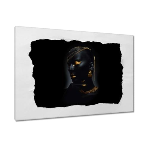Peinture sur toile visage féminin en or pour salon moderne