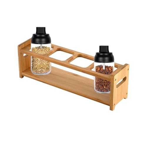 Organizador de aceite de cocina de madera, estante rústico para botellas de cocina, soporte de especias de madera, soporte de exhibición de aceite de oliva, almacenamiento de madera natural para