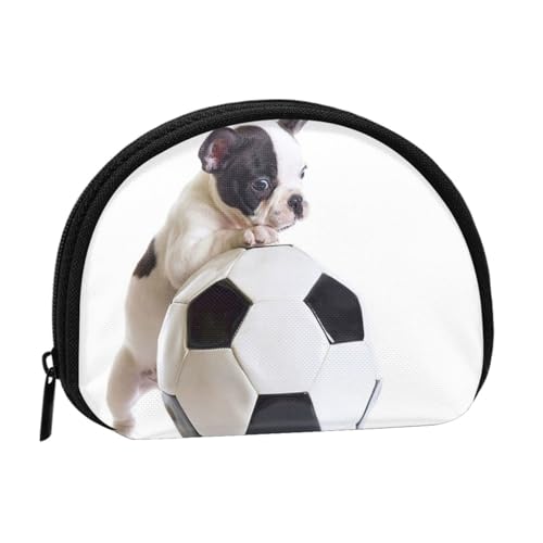 zhandiffy] サッカーボール持つ子犬 超薄型潮流ミニ財布 じゃばら