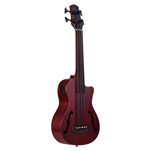 Image of 30 Inch Cutaway U-Bass UBass Wooden Electric Acoustic Bass Ukulele Ukelele Built-in EQ Tuner with F Sound Holes