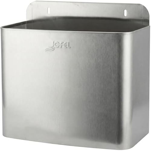Jofel Wandabfallbehälter Edelstahl 10L - Kompakter Wandmülleimer für Gewerbe, Gastronomie & Krankenhäuser - Abnehmbarer Abfalleimer zur leichten Reinigung, Satiniert, 280x325x130 mm