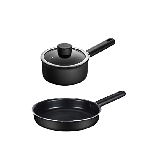 Juego de utensilios de cocina antiadherentes con tapas y colección de cubiertos, suministros de cocina esenciales para cocinar y hornear