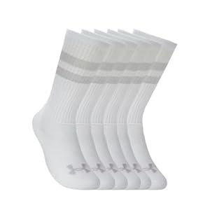 Under Armour Unisex Essential 6er-Set Crew, atmungsaktive Socken für Herren und Damen, Sportsocken mit enger Passform, leichte Laufsocken für ein Barfußgefühl, White/White/Halo Gray, LG