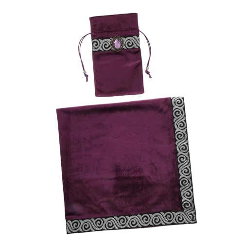 Nappe de tarot violette 66x66 cm avec pochette de cartes pour jeu de divination
