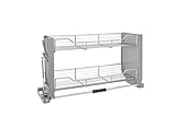 Rev-A-Shelf 36' Pull-Down Heavy-Duty Shelf Organizer for Tall Kitchen/Bathroom Cabinets, Dual Tier Wall Mounted Pantry Storage, Chrome, 5PD-36CRN