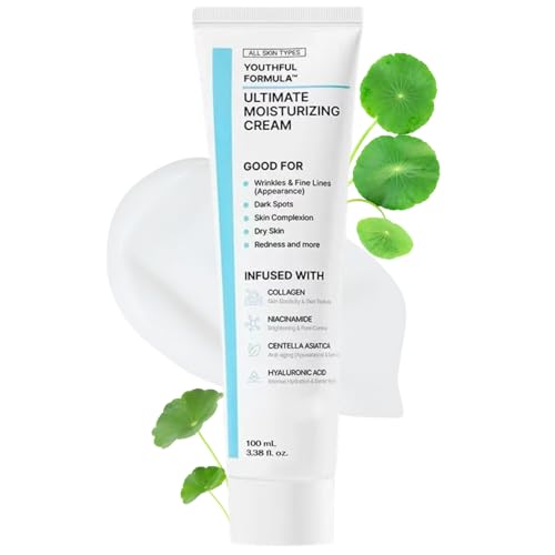 Youthful Formula Ultimate Moisturizing Cream Deep Korean Moisturiser Ultimate Moisturizing Cream Skin Barrier Repair Cream for Women/Men Improve Skin Tone & Radiance All-Day Effective Skincare 100g