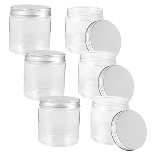OSOLADY 6個 透明アルミ蓋付ジャー 小型広口保存容器 ジャム用密封瓶 多用途食品収納 家用茶葉 コーヒー豆 化粧品対応
