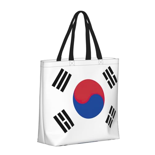 Flag Of Republic Of Korea Print Tote Bags, Large Capacity Zipper Shoulder Bag, For Shopping, Work, Daily2