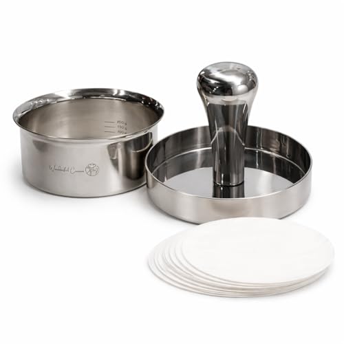 Stainless Steel Burger Press with Patty Ring Multi-Purpose Meat & Veggie Patty Maker Smash Burger Press Food-Grade Stainless Steel Dishwasher Safe Gift Box Packaging