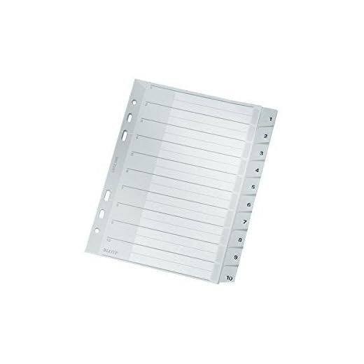 Leitz Plastkregister siffror 1-10, A5, PP, 10 ark, grå
