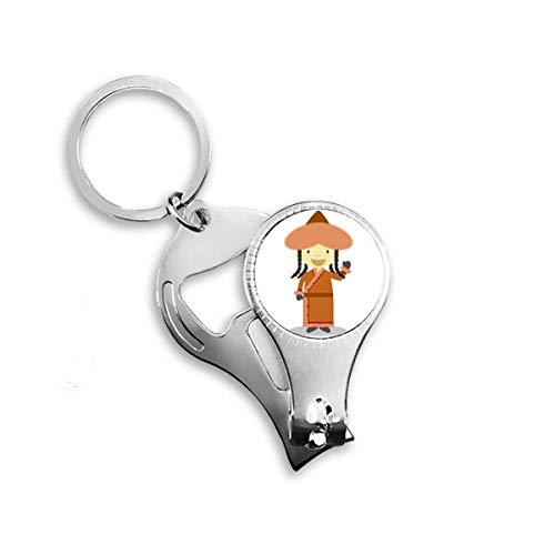 Smile Overcoat Mongolia Cartoon Nail Nipper Ring Key Chain Bottle Opener Clipper
