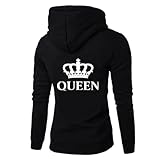 YIQAUMA King and Queen Hoodies Matching Couple Outfits Sweaters His and Her Sweatshirts (Small, B-queen)