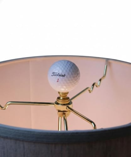 Image of Golf Ball Lamp Finial, White, Polished Brass Base 2.25 inchh